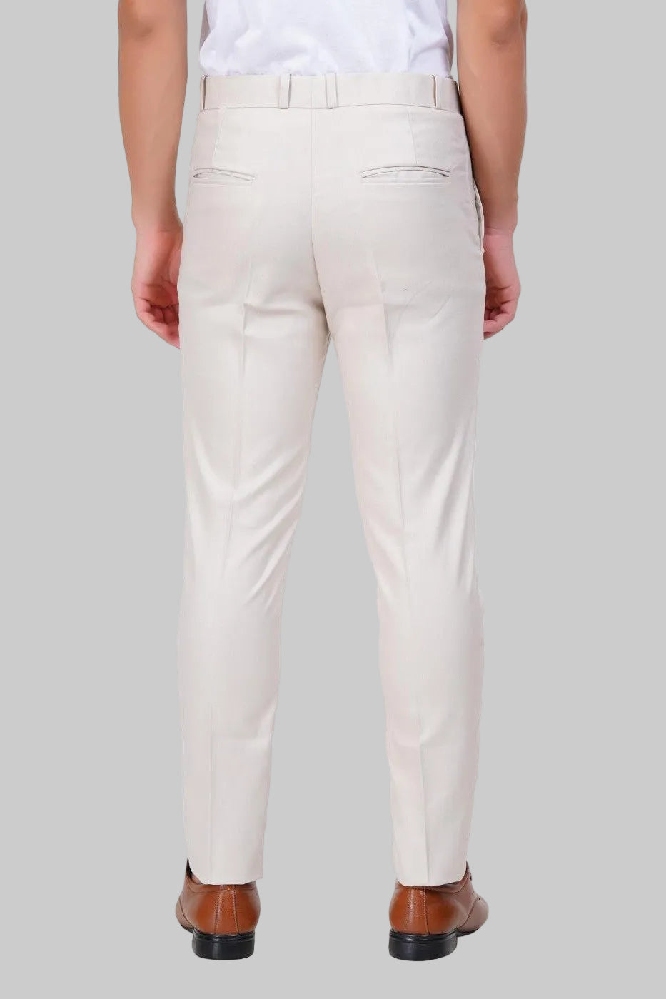 Off White Italian Flex Waist Formal Trouser
