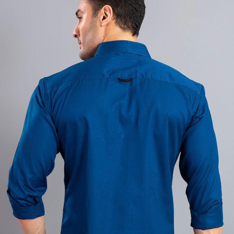 Royal Blue Solid Smart Stain Proof Shirt