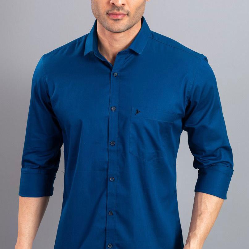 Royal Blue Solid Smart Stain Proof Shirt