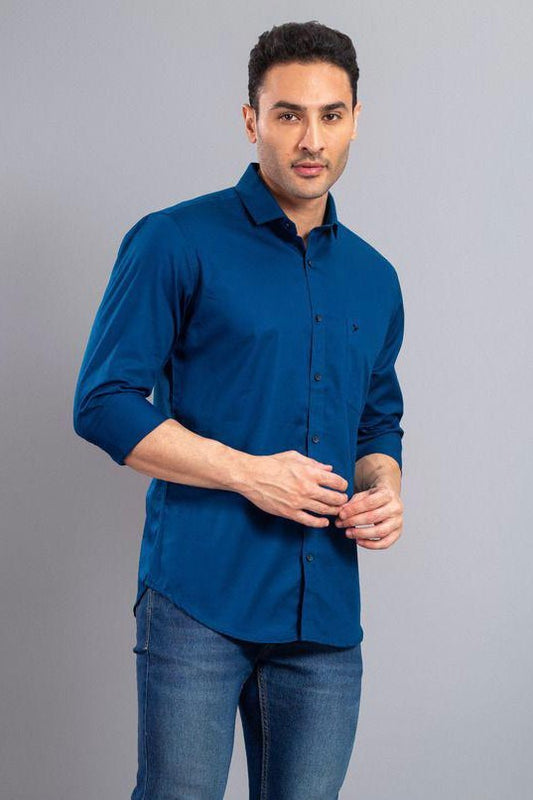 Royal Blue Solid Smart Stain Proof Shirt