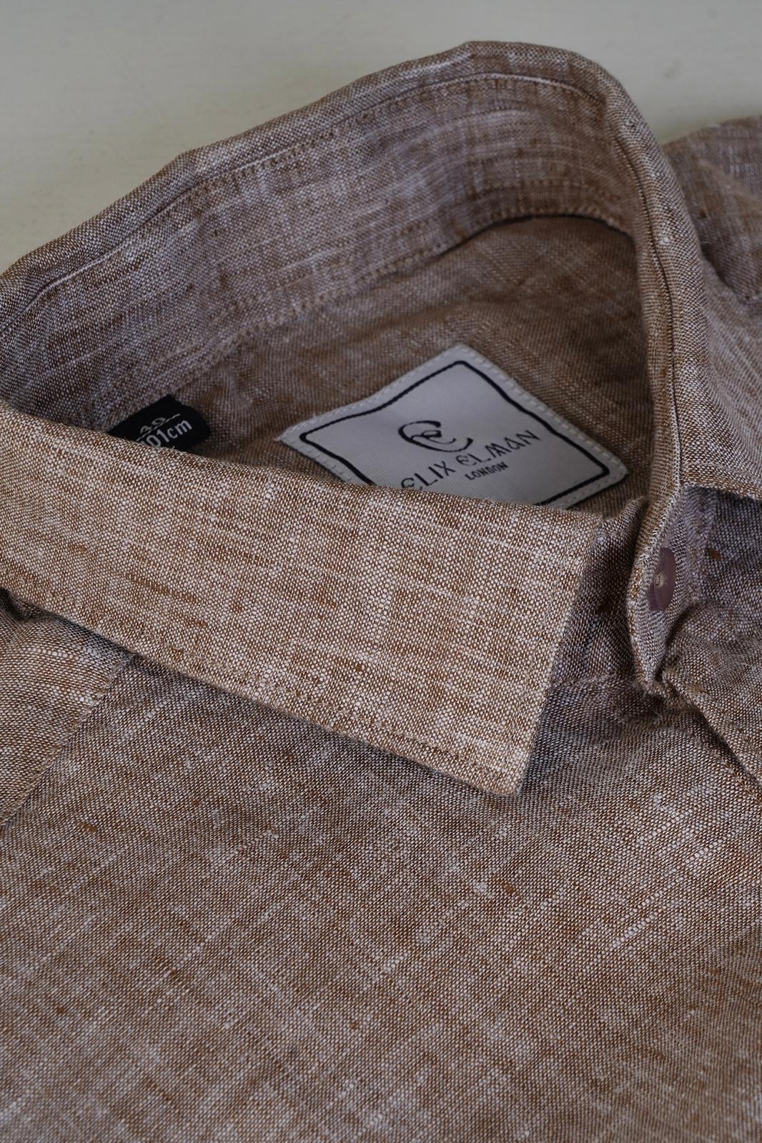 Beige Camel Luxe Linen Shirt
