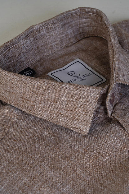 Beige Camel Luxe Linen Shirt