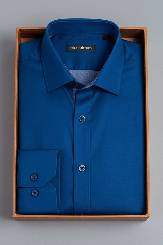 Royal Blue Solid Smart Stain Proof Shirt