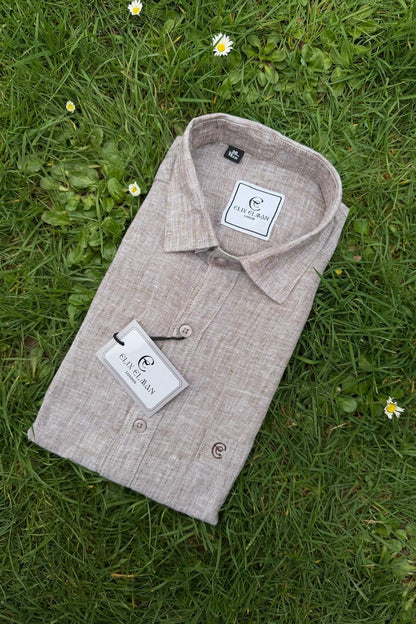 Beige Camel Luxe Linen Shirt