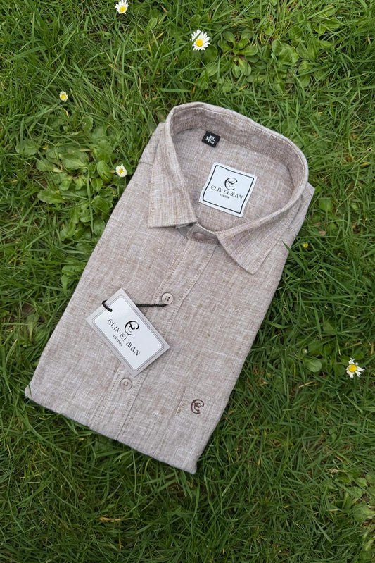 Beige Camel Luxe Linen Shirt